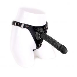 Leren Strap On Met Zwarte Dildo Cm Kopen Bij Sextoyland