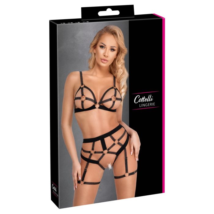 Cottelli Lingerie Lingerie Setje Harnasstijl Zwart Sextoyland