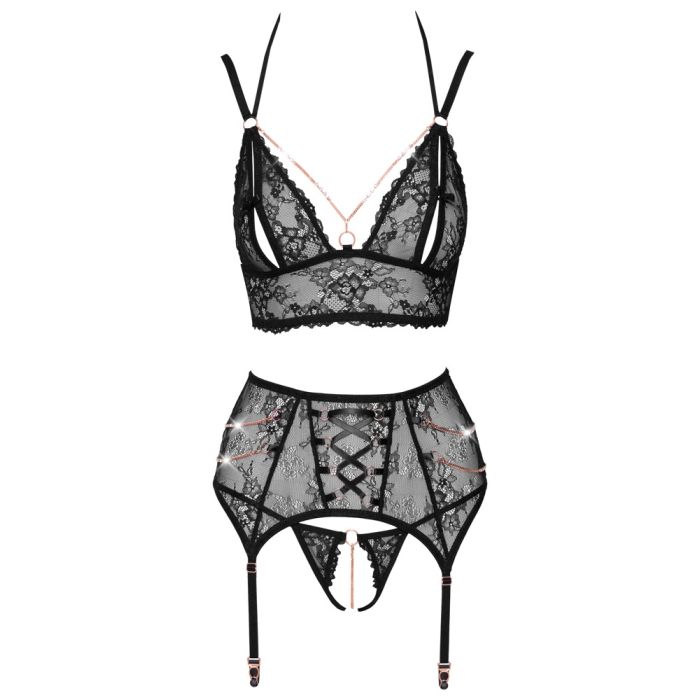 Kanten Lingerie Set Ros Goud Zwart Sextoyland
