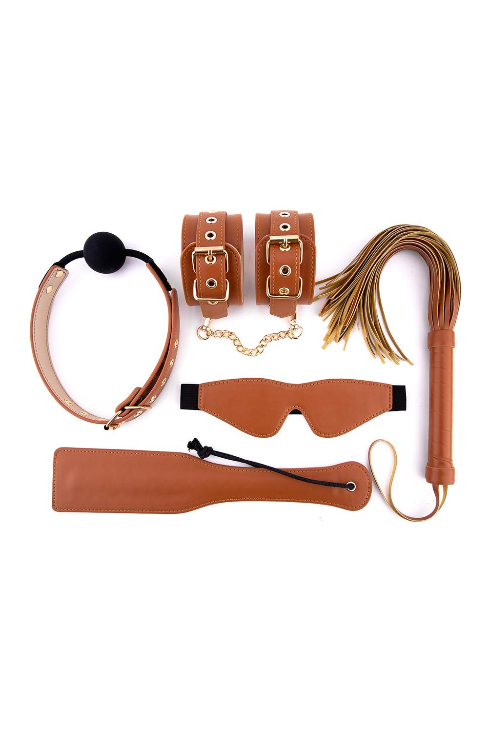 BDSM Set Blaze Elite Cognac Veganistisch Leer - Bruin
