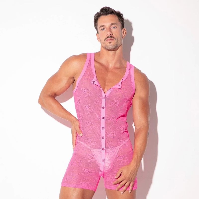 Code 22 Kanten Heren Jumpsuit - Neonroze