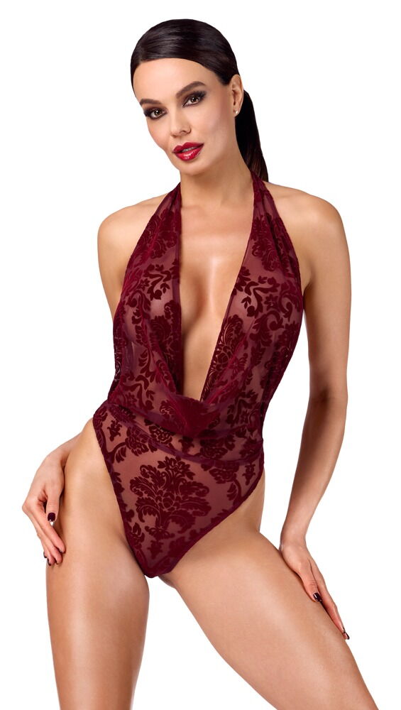 Body Kink Royal met Flockprint - Bordeauxrood - L
