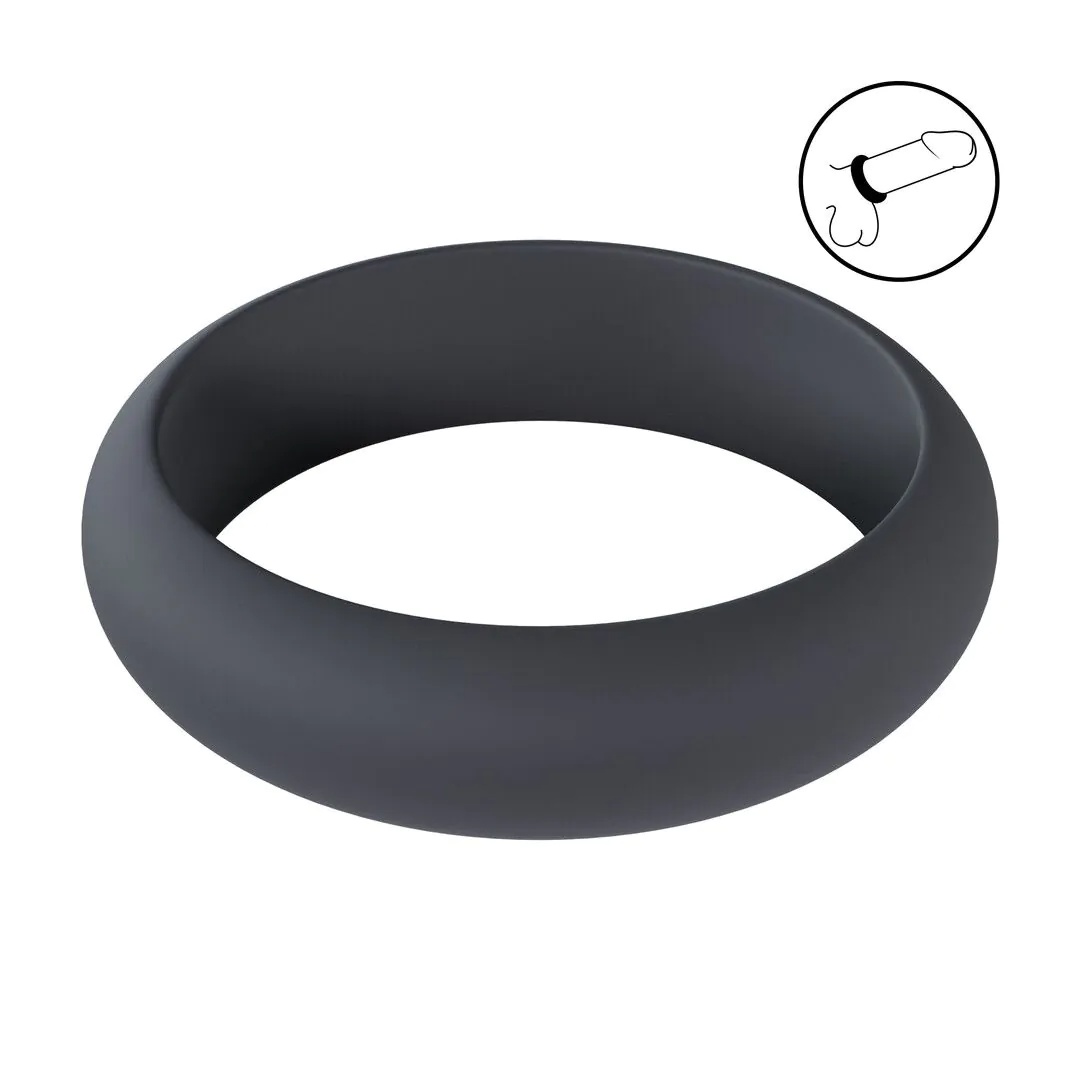 Wide O Silicone Cockring S - Zwart 3 cm