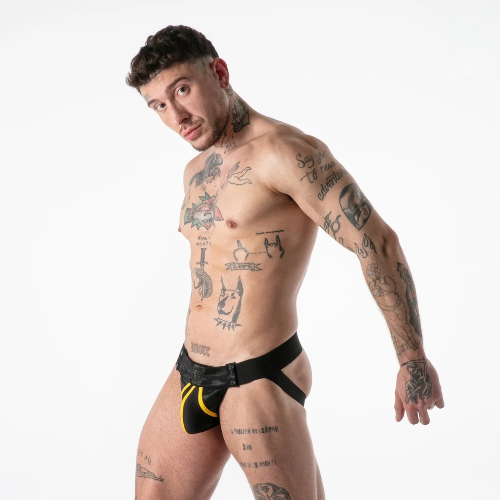 Locker Gear Full Military Access Jockstrap - Zwart/Geel
