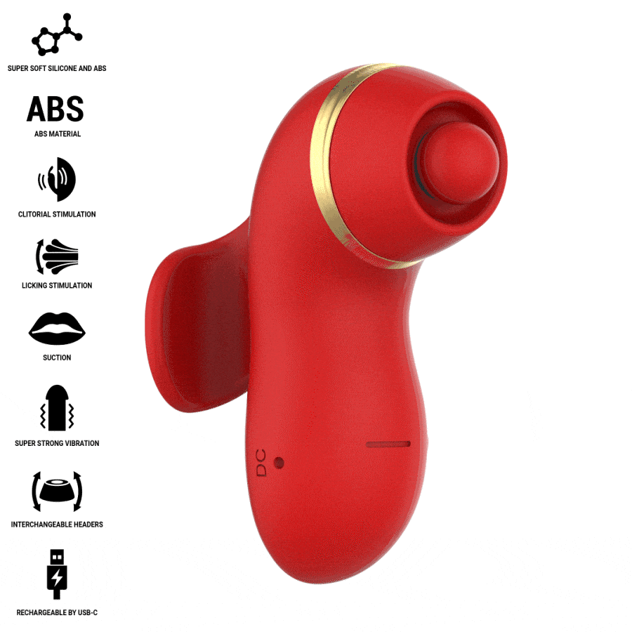 Intense Clitoris Stimulator met Verschillende Kapjes Patty - Rood