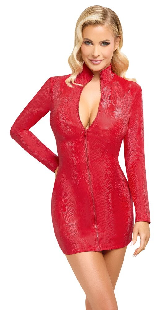 Cottelli Slangenleer Jurk - Rood