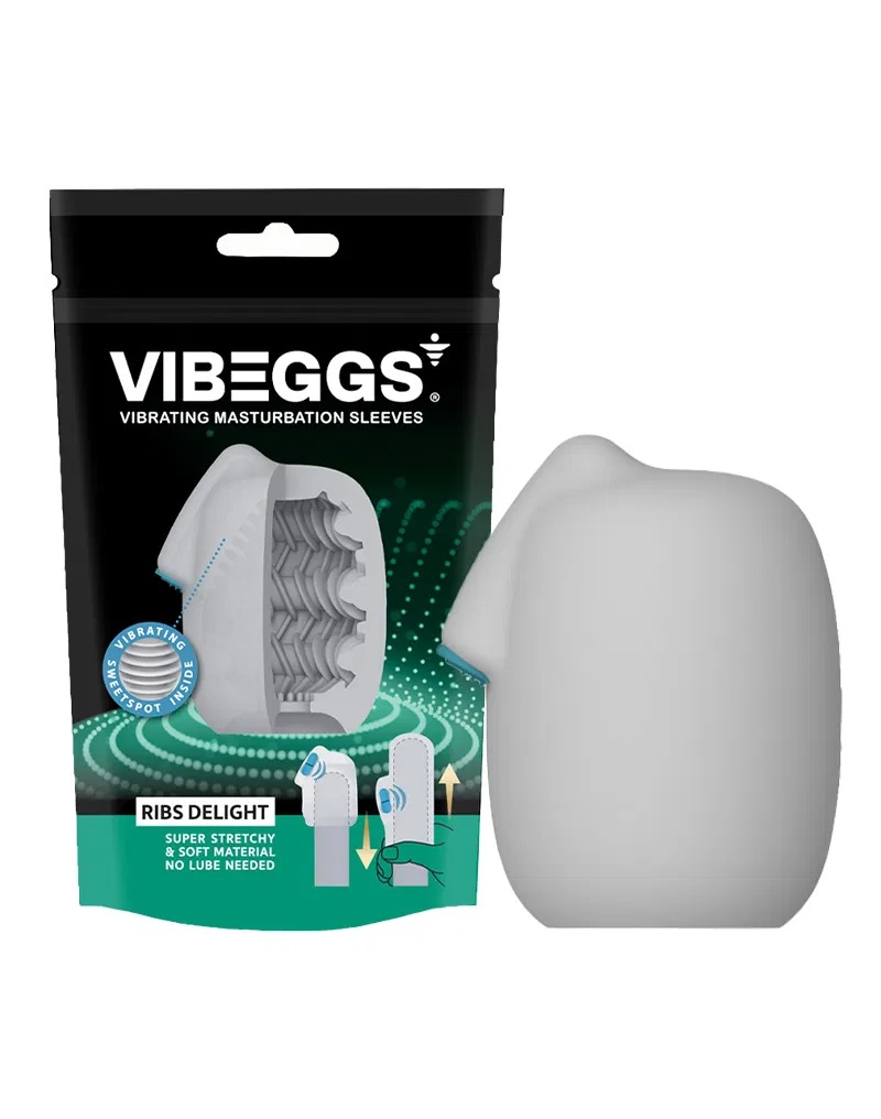 Vibrerende Masturbatie Sleeve Ribs Delight - Wit