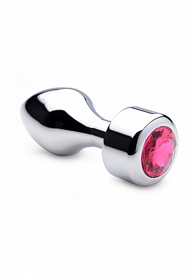 Aluminium Buttplug met Roze Steen - Small