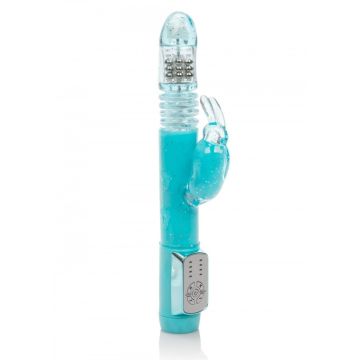 Stotende Rabbit Vibrator met Roterende Parels - Turquoise