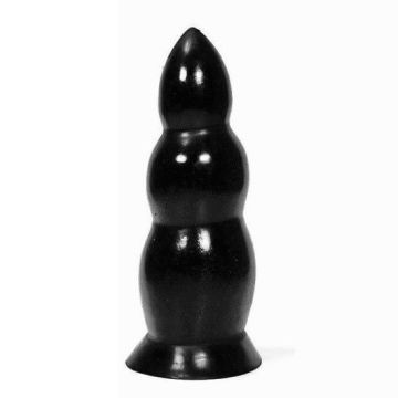 Zwarte dildo 23 cm met ribbels