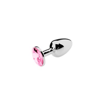 Buttplug Aluminium met Siersteen - Roze