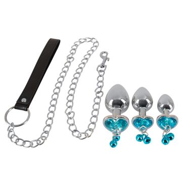 Buttplug Set met een Ketting - Blauw