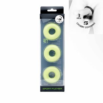 Chubby Rubber Cockring 3-Pack - Geel