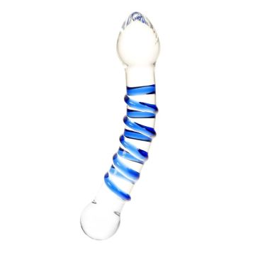 Dubbele G-Spot Glazen Dildo - Transparant/Blauw