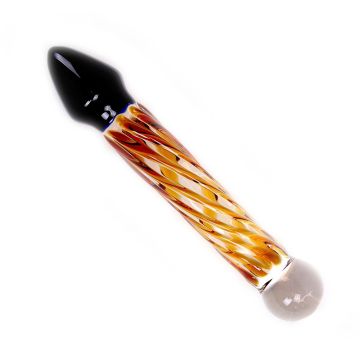 Glazen Dildo Black & Yellow Rocket