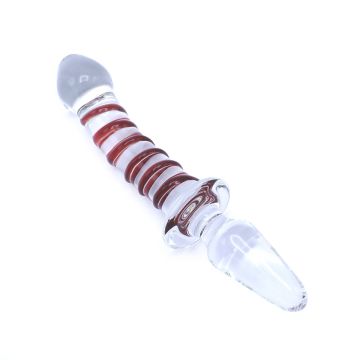 Glazen Dildo & Plug Swirl - Rood