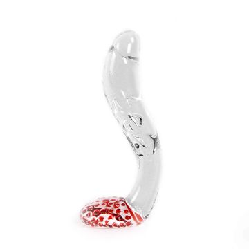 Glazen Dildo Transparant Swan Curve & Rode Stippen