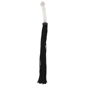 Leren Flogger met Glazen Dildo Handvat