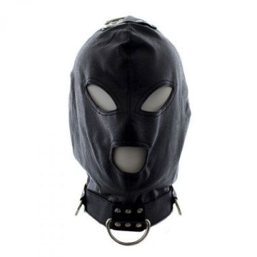 Kunstleren Bondage Masker met Haken - Zwart