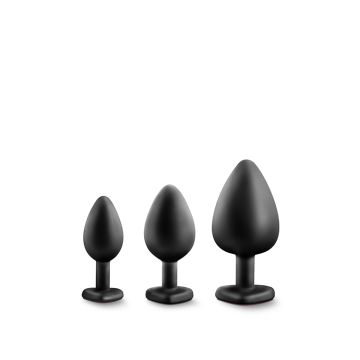 Luxe Set Buttplugs met Siersteen - Zwart