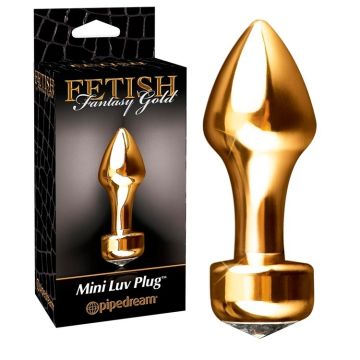 Gouden Mini Buttplug met Diamant - 7.5 cm