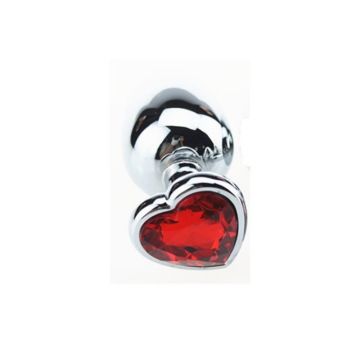 RVS Mini Buttplug met Hartvormige Basis - Rood