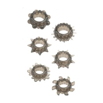 Set van 6 Rekbare Cockringen - Smoke