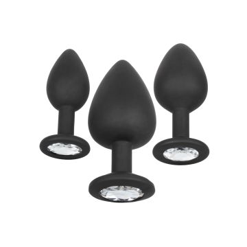 Siliconen Buttplug Set met Zilveren Steen