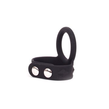 Siliconen Cockring Tri-snap - Zwart - SM