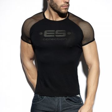 ES Collection Ranglan Mesh T-Shirt - Zwart