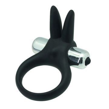 Vibrerende Cockring met Konijnen Oren - Zwart