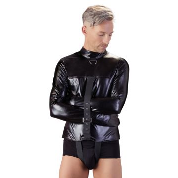 Zwart Kunstleren Bondage Shirt - L/XL