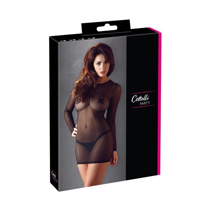 Transparante Mini Jurk - Zwart-27147601021-verp.jpg