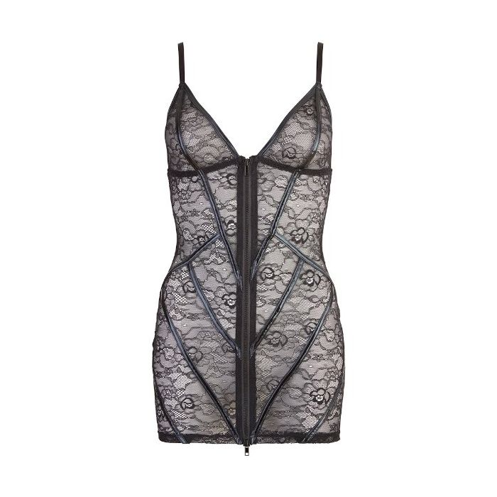 Kanten Jurkje met Wetlook Strepen - Zwart-27160201021-hollow-nor-b.jpg