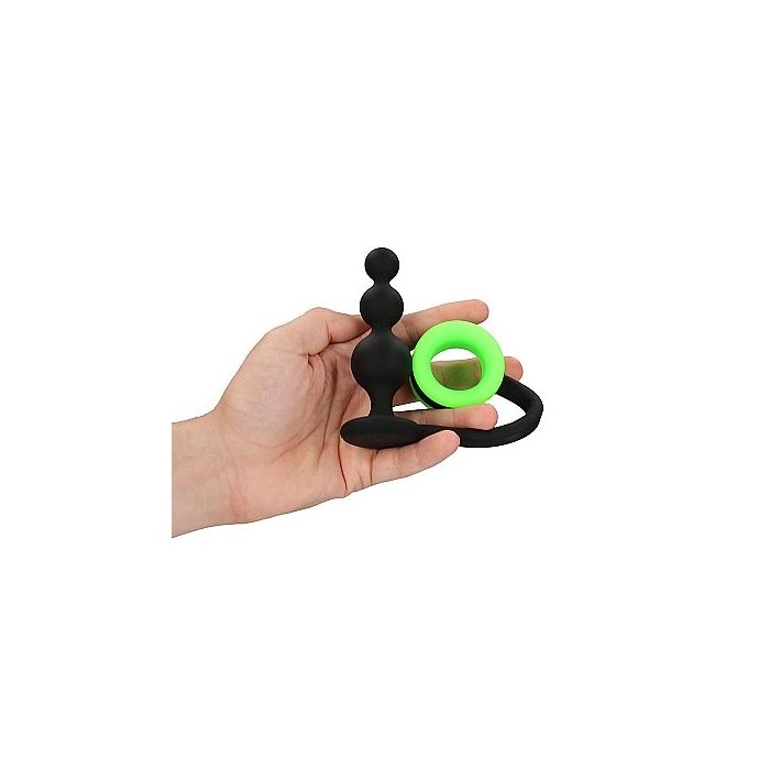 Buttplug Beads met cockring - Neon Groen/Zwart-buttplug-beads-met-cockring-neon-groen-5.jpg