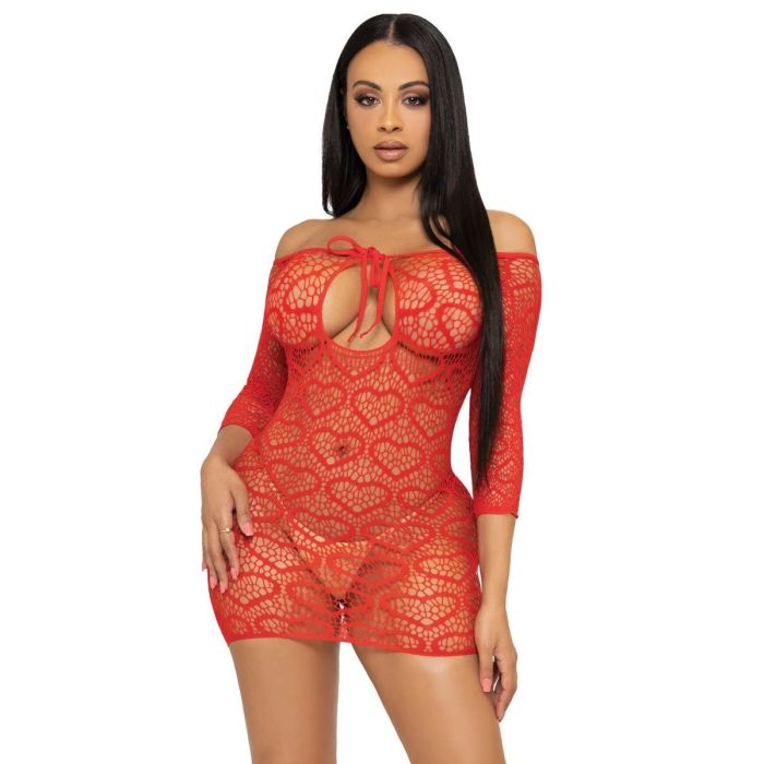 Leg Avenue Heart Mini Jurk - Rood-heart-net-mini-dress-1.jpg