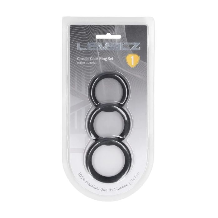 Silicone Cockring Set van 3 L/XL/XXL - Zwart-lvl01-0007blk-silicone-cockring-set-van-3-l-xl-xxl-zwart-1.jpg