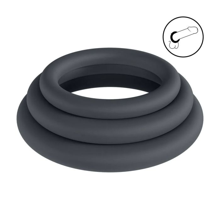 Silicone Cockring Set van 3 L/XL/XXL - Zwart-lvl01-0007blk-silicone-cockring-set-van-3-l-xl-xxl-zwart.jpg