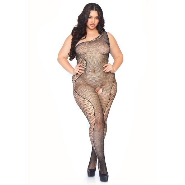 Plus Size Crystal A-Symmetrische Net Bodystocking - Zwart-plus-size-crystal-a-symmetrische-net-bodystocking-zwart-3.jpg