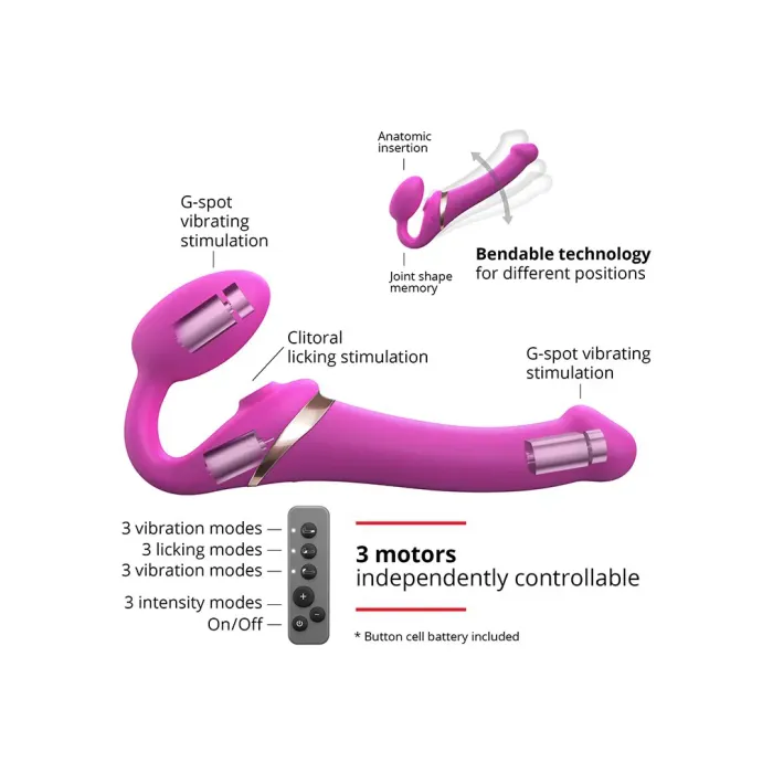 Strap-On Vibrator met Lik Stimulator Maat M - Roze-strap-on-vibrator-met-lik-stimulator-maat-m-roze-4.webp