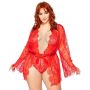 Floral Lace Body en Kimono - Rood - Plus Size-86112x-003-01.jpg
