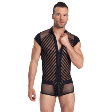 Zwart Gestreepte Heren Body