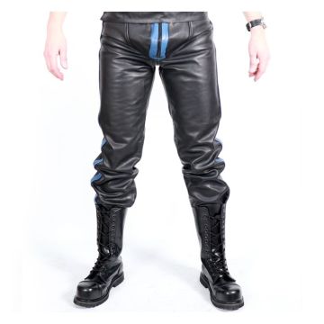 MisterMitch Leren Jeans met Rits - Zwart- Blauw (OP=OP)