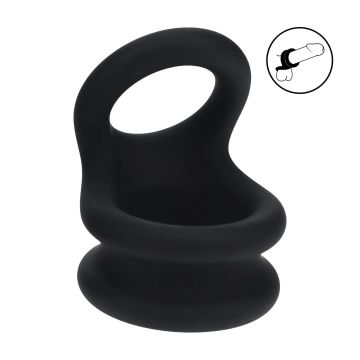 Wide Double O Silicone Cockring Zwart - S