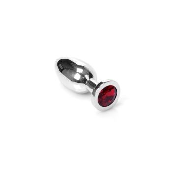 RVS Buttplug met rood Juweel