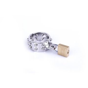 Penisring van metaal met slot en spikes