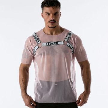 Leader Mesh Harnas T-Shirt - Roze
