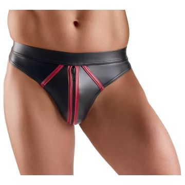 Svenjoyment Wetlook String - Zwart/Rood