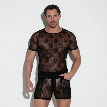 Kanten T-Shirt - Zwart