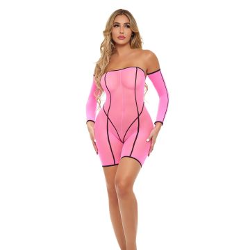 Pink Lipstick Double Vision Bodysuit - Roze